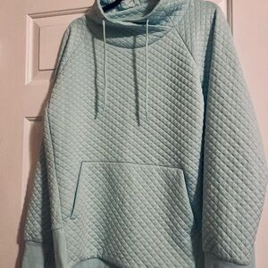 Mint Quilted Funnel Neck Hoodie